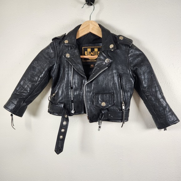 Vintage Unik Leather Collections 1990's Child's Leather Jacket Size XS 4T